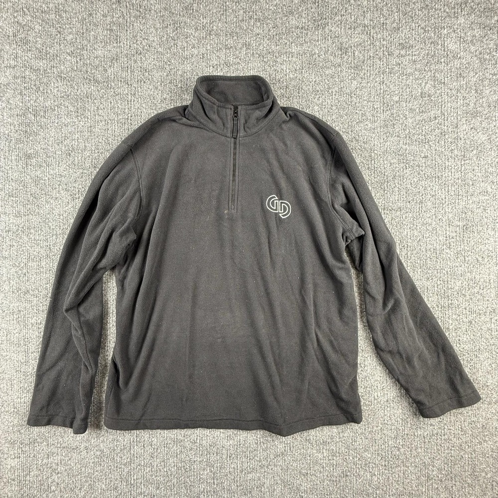 VTG Lands' End Pullover Mens Medium Black Fleece 1/4 Zip Mock Neck Long Sleeve